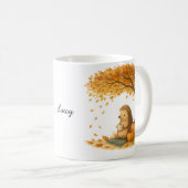 Personalized Autumn Hedgehog Under Tree Coffee Mug Kaffeetasse (VorderseiteRechts)