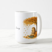 Personalized Autumn Hedgehog Under Tree Coffee Mug Kaffeetasse (VorderseiteRechts)