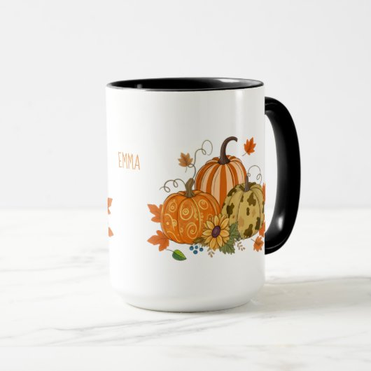 Personalized Autumn Pumpkin Patch Custom Name Mug Tasse (VorderseiteRechts)