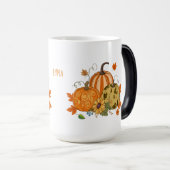 Personalized Autumn Pumpkin Patch Custom Name Mug Verwandlungstasse (VorderseiteRechts)