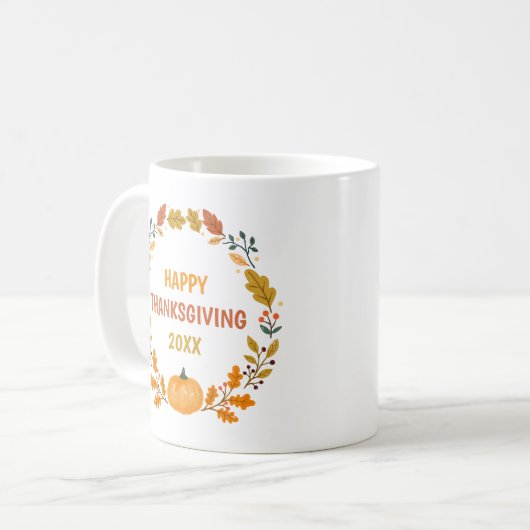 Personalized Autumn Pumpkin Wreath Thanksgiving Kaffeetasse (Vorderseite Links)