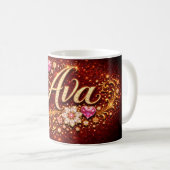 Personalized Ava Mug Gold Pink Heart Romantic Gift Kaffeetasse (VorderseiteRechts)