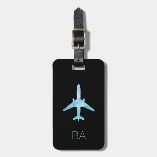 Personalized Aviation Blue Airplane Luggage Tag Gepäckanhänger (Vorderseite vertikal)