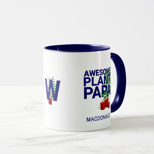 Personalized AWESOME PLANT PAPA Monogram Tasse (VorderseiteRechts)