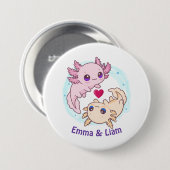 Personalized Axolotl Couple Valentine Button (Vorne & Hinten)