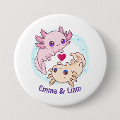 Personalized Axolotl Couple Valentine Button (Vorderseite)