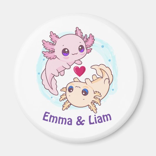 Personalized Axolotl Couple Valentine Magnet (Vorne)