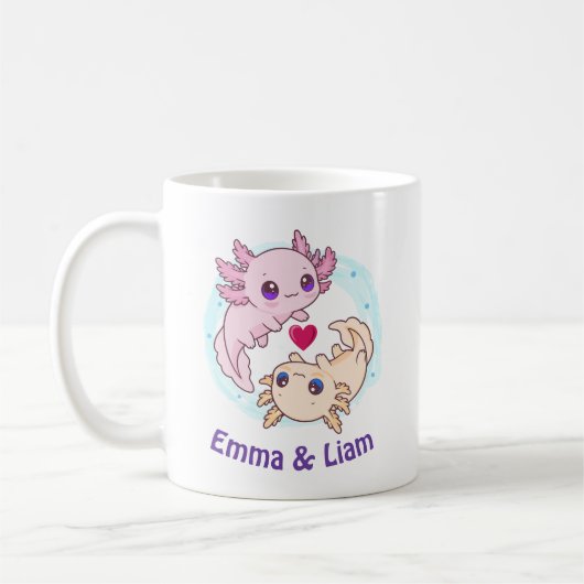Personalized Axolotl Couple Valentine Mug Kaffeetasse (Links)