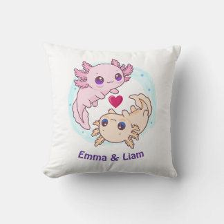 Personalized Axolotl Couple Valentine Throw Pillow Kissen