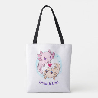 Personalized Axolotl Couple Valentine Tote Bag Tasche