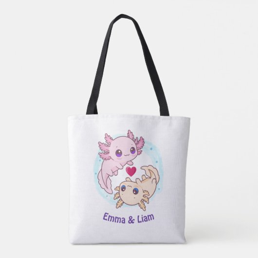 Personalized Axolotl Couple Valentine Tote Bag Tasche (Rückseite)