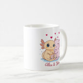 Personalized Axolotl Valentine Mug with Names Kaffeetasse (VorderseiteRechts)