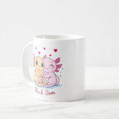 Personalized Axolotl Valentine Mug with Names Kaffeetasse (Vorderseite Links)