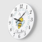 Personalized Baby Bee Nursery Große Wanduhr (Winkel)