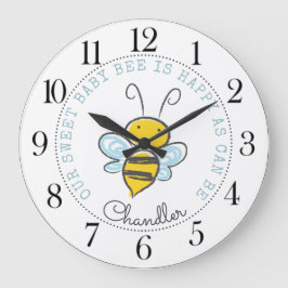 Personalized Baby Bee Nursery Große Wanduhr