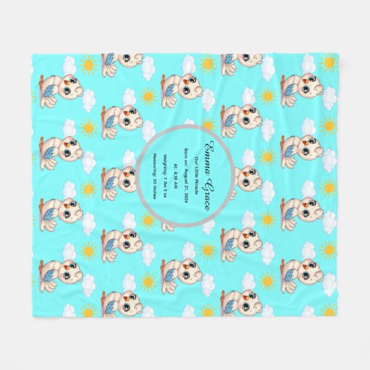 Personalized Baby Bird Blanket Fleecedecke (Vorderseite (Horizontal))