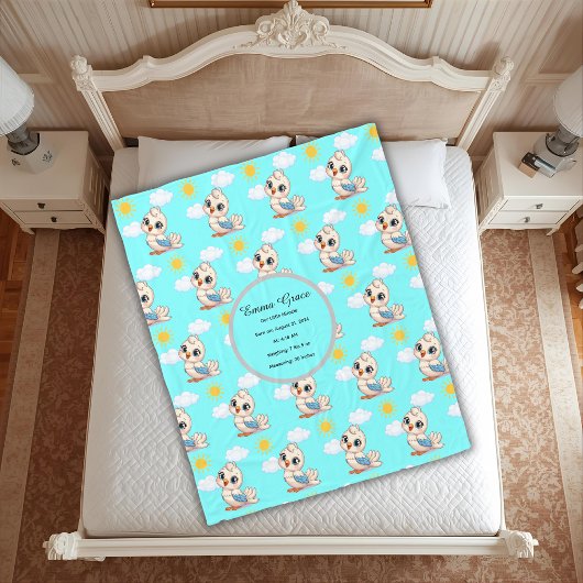 Personalized Baby Bird Blanket  Fleecedecke