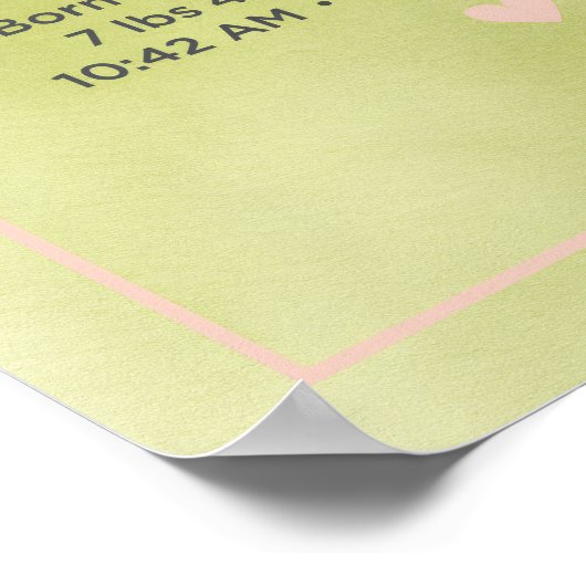 Personalized Baby Birth Announcement Print Poster (Ecke)