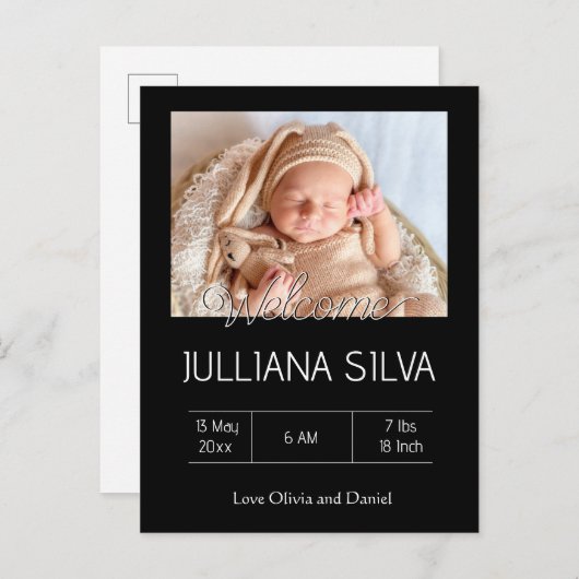 personalized baby Birth announcements Postkarte (Vorne/Hinten)