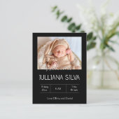 personalized baby Birth announcements Postkarte (Stehend Vorderseite)