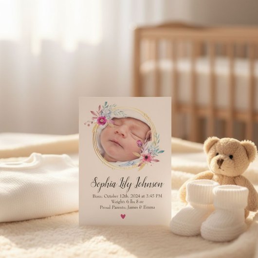 Personalized baby birth card - Welcome baby girl Einladung