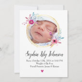Personalized baby birth card - Welcome baby girl Einladung (Vorderseite)