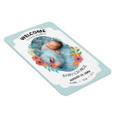 personalized baby blue floral Birth announcements Magnet (Rechte Seite)