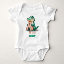 Personalized Baby Bodysuit – A is for Alligator Baby Strampler