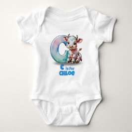 Personalized Baby Bodysuit – C is for Cow Baby Strampler