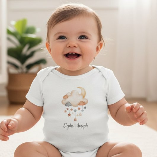 Personalized Baby Bodysuit - Moon & Stars Name Baby Strampler