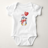 Personalized Baby Bodysuit With A Cute Penguin Baby Strampler (Vorderseite)