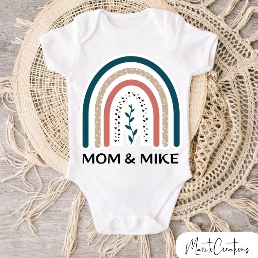 Personalized baby bodysuit with rainbow design baby strampler