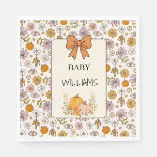 Personalized Baby Boho Pumpkin Party Napkin Serviette