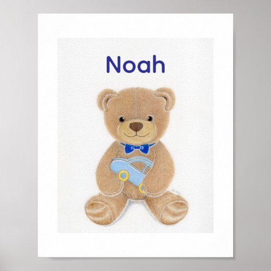Personalized Baby Boy Name Teddy Bear Nursery  Poster (Vorne)