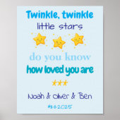 Personalized Baby Boy Triplets Wall Poster (Vorne)