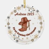 Personalized Baby Cowboy First Christmas Ceramic Keramik Ornament (Vorne)