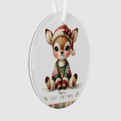 Personalized Baby Deer in Plaid Sweater Ornament (Vorderseite)