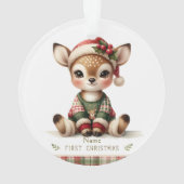 Personalized Baby Deer in Plaid Sweater Ornament (Rückseite)