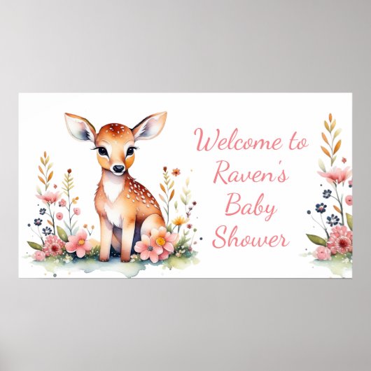 Personalized Baby Deer Themed Baby Shower Poster (Vorne)