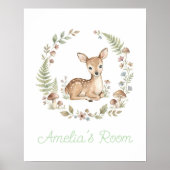 Personalized Baby Deer Watercolor Boho Nursery Poster (Vorne)