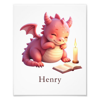 Personalized Baby Dragon Art Print Nursery Name  Fotodruck