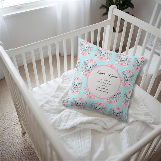 Personalized Baby Elephant Pillow Kissen
