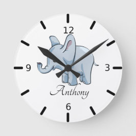 Personalized Baby Elephant Runde Wanduhr