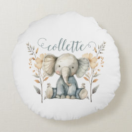 Personalized Baby Elephant Rundes Kissen