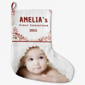 Personalized Baby First Christmas Berry Photo Großer Weihnachtsstrumpf (Vorderseite)