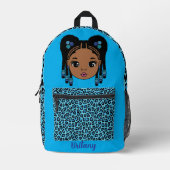 Personalized Baby Girl Blue Printed Backpack Bedruckter Rucksack (Vorderseite)