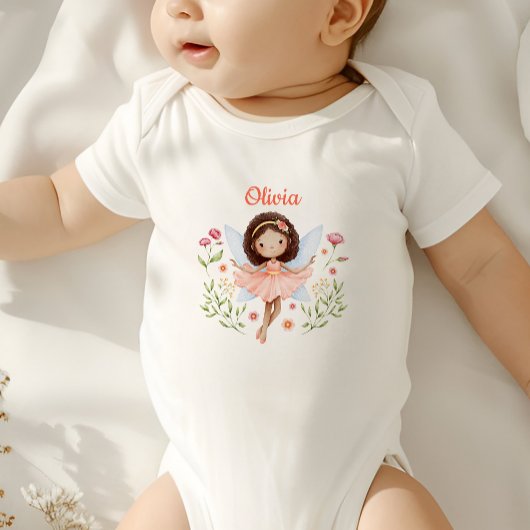 Personalized Baby Girl Bodysuit With A Cute Fairy Baby Strampler