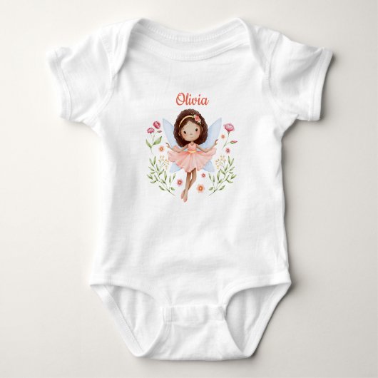 Personalized Baby Girl Bodysuit With A Cute Fairy Baby Strampler (Vorderseite)