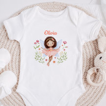 Personalized Baby Girl Bodysuit With A Cute Fairy