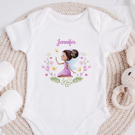 Personalized Baby Girl Bodysuit With A Fairy Baby Strampler